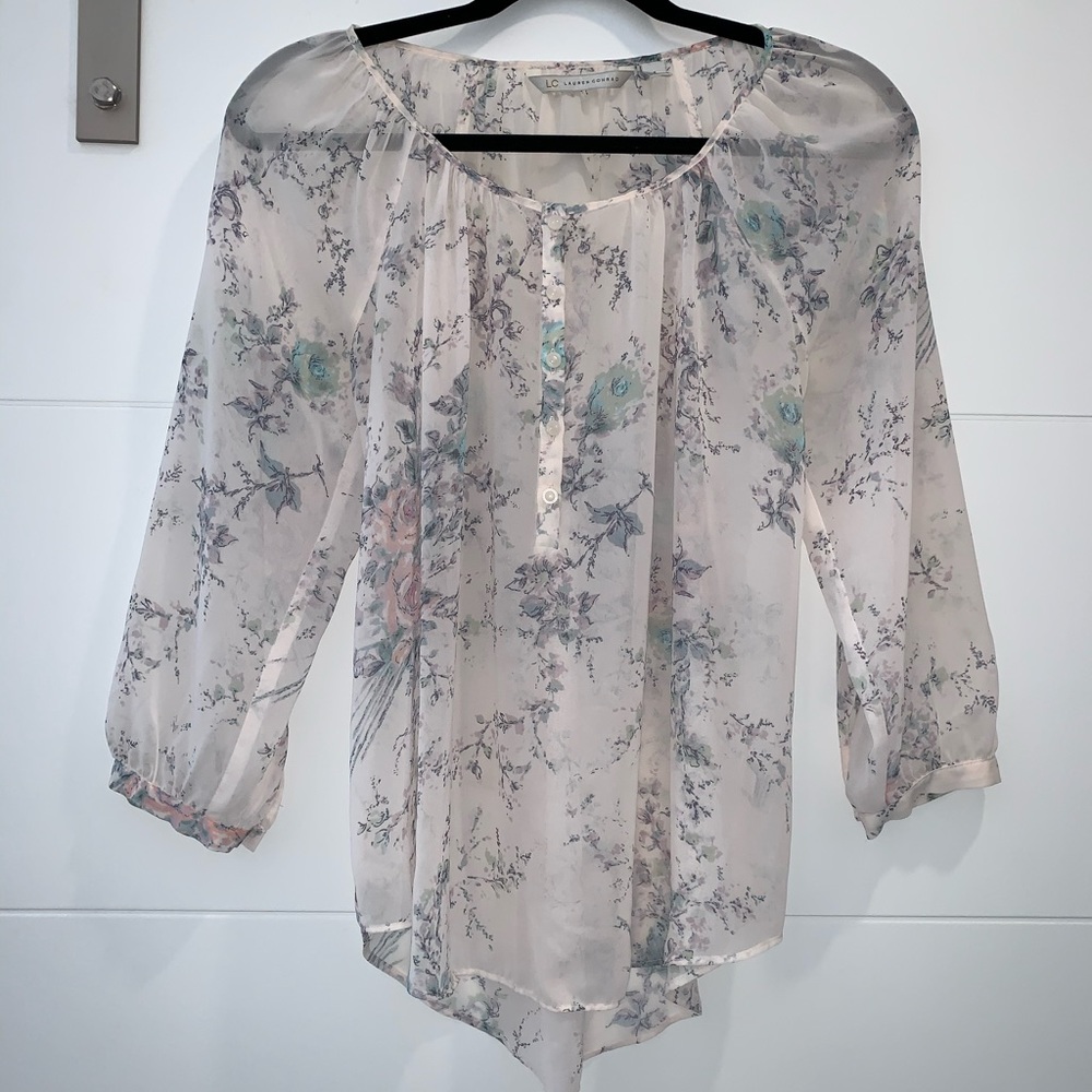 Lauren Conrad Floral sheer blouse